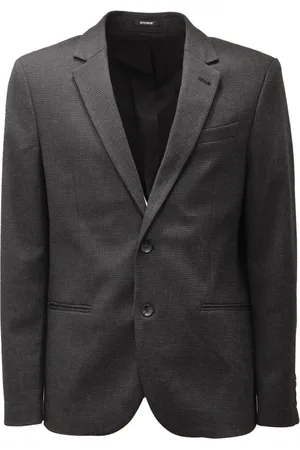 OFFICINA 36 Jakke, Herre, Sort, M, Uld, Jersey Mix Wool Jacket i Grå