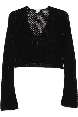 THE GARMENT Bluser & Skjorter, Dame, Sort, S, Sort V-hals sweater med cut-out detaljer