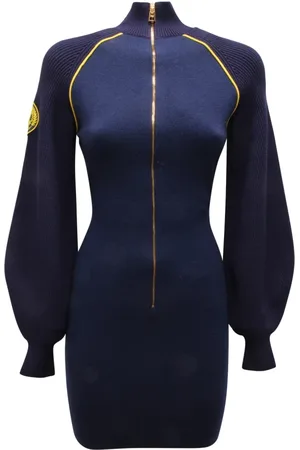 Elisabetta Franchi Kjole, Dame, Blå, S, Strikket Kjole Navy/Mimosa