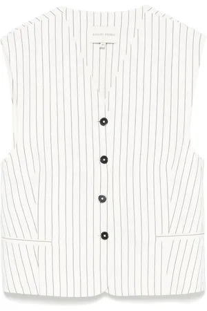 Loulou Studio Jakke, Dame, Hvid, S, Hvid V-hals Vest med Lommer