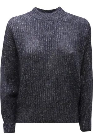 D.EXTERIOR Strik, Dame, Blå, L, Uld, Blå uldtrøje med Lupetto-stil