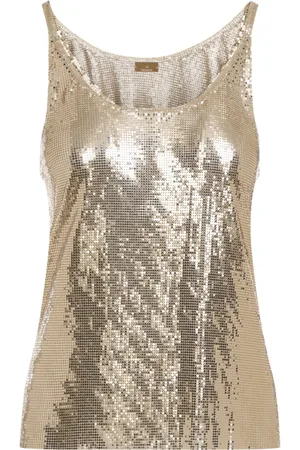 Paco rabanne Top, Dame, Gul, XS, Metallic Topwear til Kvinder Aw24
