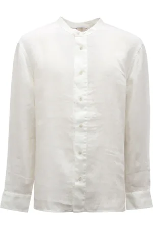 Paolo Pecora Skjorte, Herre, Hvid, XL, Linned, Linned Koreansk Skjorte Model 24Ec1M0G0713619