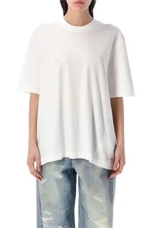 OUR LEGACY Top, Dame, Hvid, M, Bomuld, Hvid Oversized T-shirt med Ribbet Crew Neck