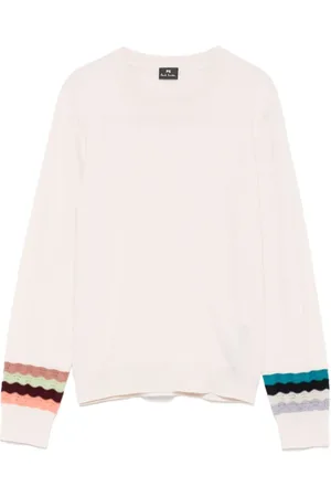 Paul Smith Strik, Dame, , M, Tyl, Crew Neck Sweater med Ribbed Trim