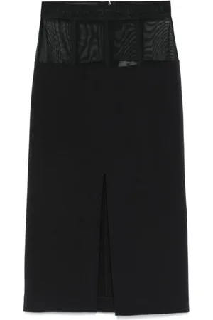 Elisabetta Franchi Nederdel, Dame, Sort, M, Polyester, Sort nederdel med slids foran og transparente paneler