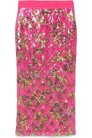 VERSACE Nederdel, Dame, Flerfarvet, S, Polyester, Rosa Nederdel Dametøj