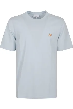 Maison Kitsuné Top, Herre, Blå, L, Fox Head Patch T-shirt