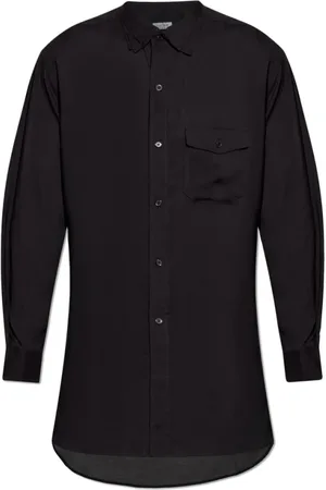 YOHJI YAMAMOTO Skjorte, Herre, Sort, L, Sort Button-Up Skjorte med Brystlomme