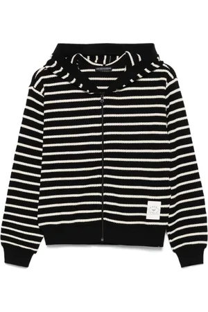 Emporio Armani Sweathshirts & Hoodies, Dame, Sort, M, Uld, Sort Zip-sweater med Logo Patch