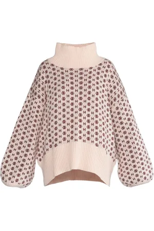 Hest Strik, Dame, Lyserød, L/XL, Bomuld, Logo Sweater Heavy Knitwear Tops Rose Smoke