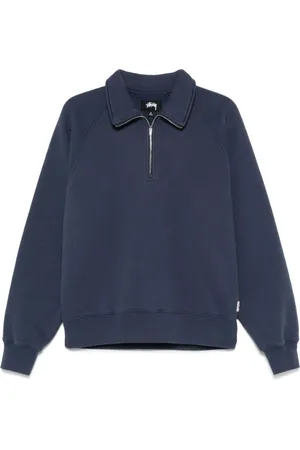 STUSSY Top, Herre, Blå, XL, Blå Sweater med Lynlås