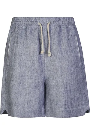 ELEVENTY Shorts, Dame, Blå, XL, Linned, Trykt Linned Viskose Atletisk Bermuda Shorts
