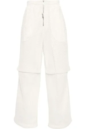 Jil Sander Bukser, Herre, , S, Bomuld, Hvid Bomuld Lagdelt Strik Bukser