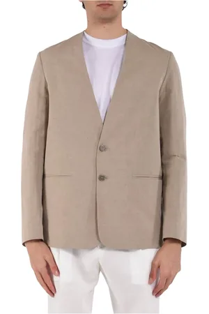 Mauro Grifoni Jakke, Herre, , XL, Linned, Linned blazer med V-udskæring