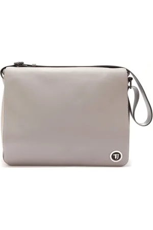 Trussardi Taske, Dame, Grå, ONE SIZE, Læder, Veg-Læder Messenger Taske Grå/Sort