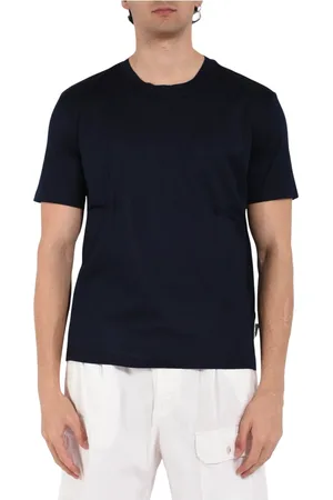 Paolo Pecora Top, Herre, Blå, M, Bomuld, Bomuld T-shirt med rund hals