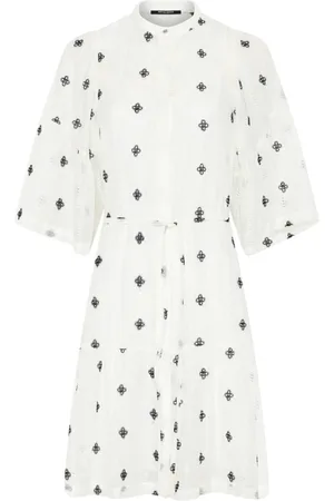 Bruuns Bazaar Kjole, Dame, Hvid, L, Elegant skjortekjole med broderede detaljer