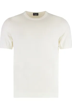 DRUMOHR Top, Herre, Hvid, S, Bomuld, Ribbet Bomuld Kortærmet Sweater