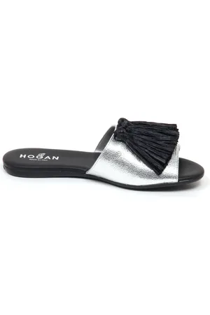 Hogan Sko, Dame, Grå, 35 EU, Læder, Sølv Læder Sandal Valencia Tilbehør Sko