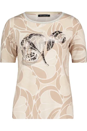 Betty Barclay Top, Dame, Brun, M, Blomstret Print Skjorte med Rhinsten