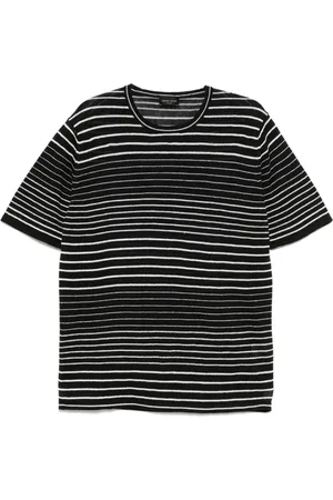 Roberto Collina Top, Herre, Sort, 2XL, Sort Crew Neck Kortærmet Sweater