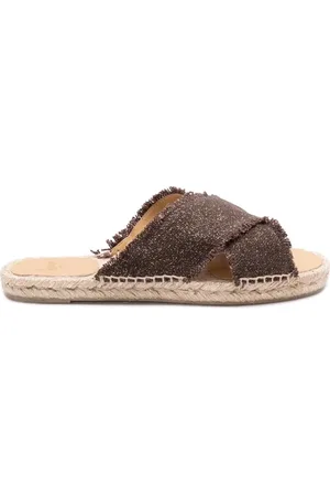 Castaner Sko, Dame, Brun, 41 EU, Linned, Metallic Linned Slip-On Sandaler med Frynsedetaljer