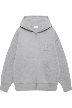 ANINE BING Sweathshirts & Hoodies, Dame, Grå, M, Uld, Lys Grå Hættetrøje med Monogram