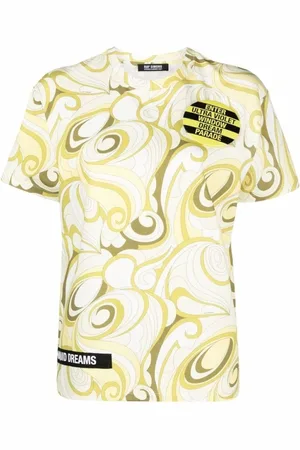 RAF SIMONS Top, Dame, Grøn, XS, Bomuld, Abstrakt Print T-shirt