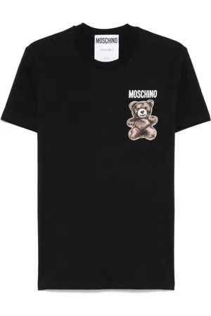 Moschino Top, Herre, Sort, XL, Sort Logo Print Crew Neck T-shirt