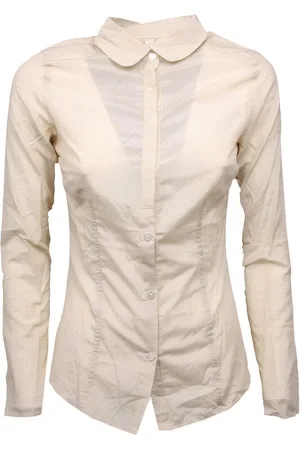 Peuterey Bluser & Skjorter, Dame, Hvid, XS, Uld, Beige Ternede Langærmet Skjorte
