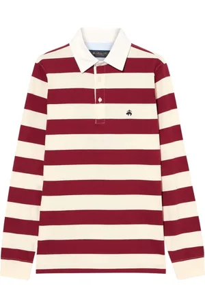 Brooks Brothers Top, Herre, Rød, M, Bomuld, Stribet Jersey Rugby Polo