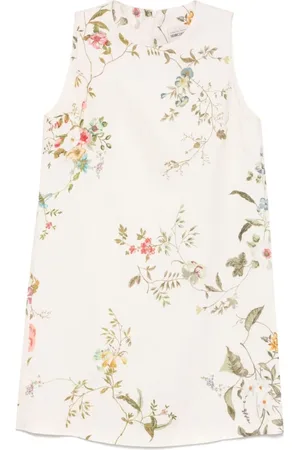 SEMICOUTURE Kjole, Dame, Flerfarvet, XS, Uld, Hvid Ærmeløs Blomstret Kjole