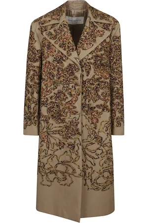 DRIES VAN NOTEN Frakke, Dame, , XS, Uld, Stilfuld Broderet Hvid Vinterfrakke