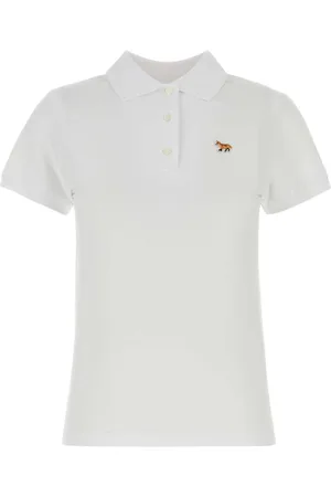 Maison Kitsuné Top, Dame, Hvid, M, Hvid Piquet Polo Skjorte