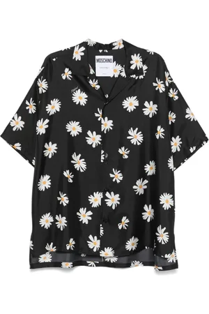 Moschino Skjorte, Herre, Sort, M, Sort Camp Krave Skjorte Korte Ærmer