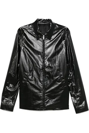 Rick Owens Jakke, Herre, Sort, XL, Bomuld, Sort Zip Front Overdel med Nitterlommer