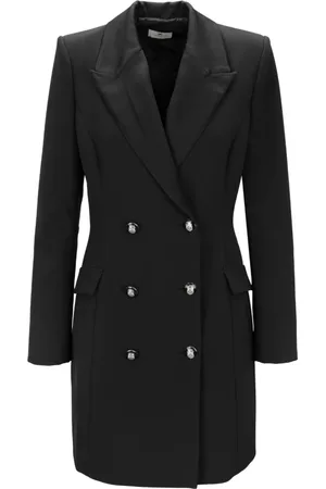 Elisabetta Franchi Frakke, Dame, Sort, S, Uld, Kort dobbeltradet jakkekjole