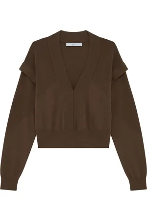 IRO Strik, Dame, Brun, S, Uld, Strikket V-hals Sweater