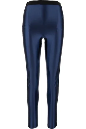 Elisabetta Franchi Bukser, Dame, Blå, XL, Uld, Logo Banded Slip-On Leggings