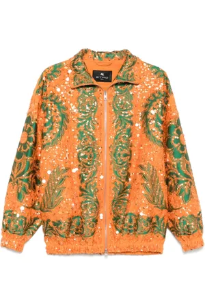 Etro Jakke, Dame, Flerfarvet, XS, Solnedgang Orange Lynlås Jakke