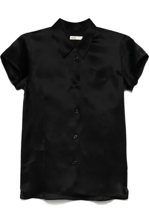 Khaite Bluser & Skjorter, Dame, Sort, L, Sort Button-Up Skjorte Klassisk Stil