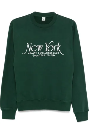 Sporty & Rich Sweathshirts & Hoodies, Dame, Grøn, L, Grøn Crew Neck Logo Sweater