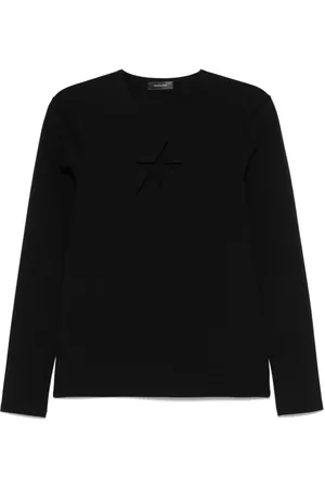 MUGLER Top, Herre, Sort, M, Bomuld, Crew Neck Sweater med udskæringsdetaljer