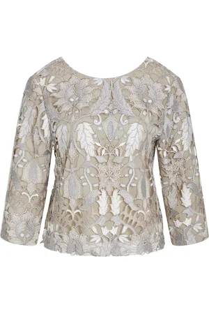 Bruuns Bazaar Bluser & Skjorter, Dame, , XS, Polyester, Elegant Sølv Bluse med Broderi