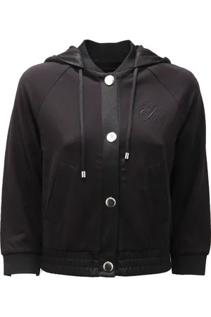 Emporio Armani Sweathshirts & Hoodies, Dame, Sort, XS, Sort Blouson Jakke Strikdetaljer