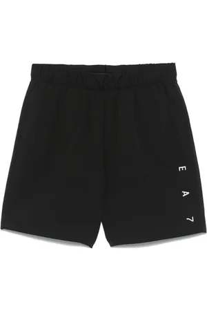 EA7 Shorts, Herre, Sort, XL, Sorte shorts med elastik i taljen og rynkedetaljer