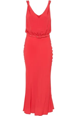 SEMICOUTURE Kjole, Dame, Rød, S, Uld, Rød Silkeblanding Elegant Kjole