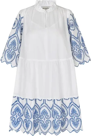 Lollys Laundry Kjole, Dame, Hvid, S, Bomuld, Hvid Kjole med Broderidetaljer