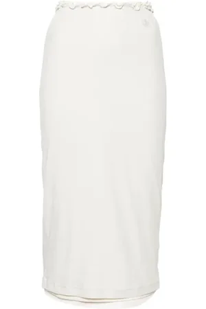 Jil Sander Nederdel, Dame, Hvid, M, Bomuld, Elegant Plisseret Nederdel til Kvinder